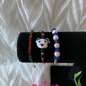 Macrame mix beads-3 strands bracelet
